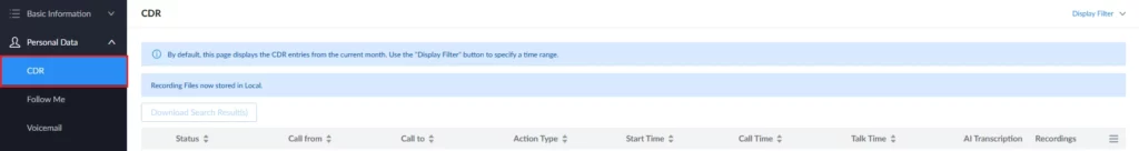 User_Portal_CDR_Page - Documentation Center