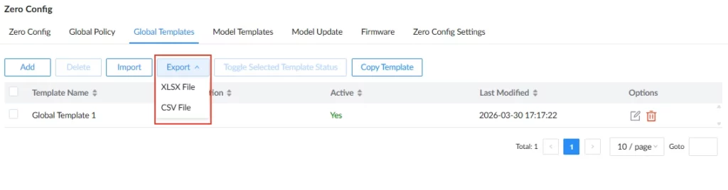 Zero Config Global Template Export 1 - Documentation Center