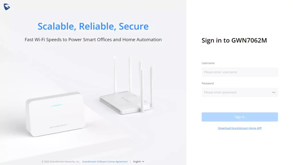 login-page-web-gui-gwn7062M - Documentation Center