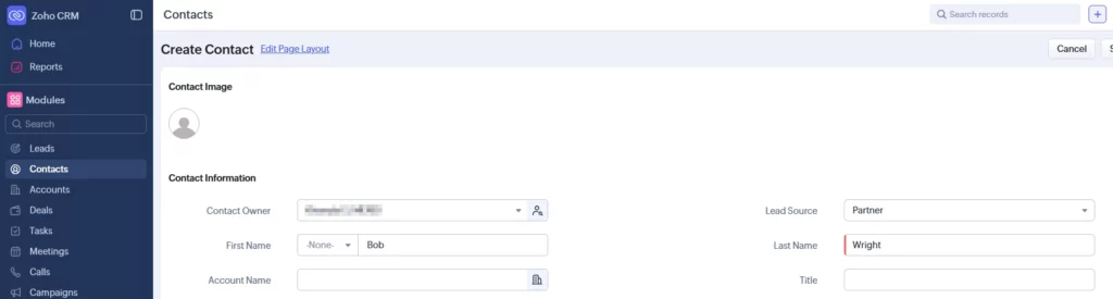 Add_Contact_CRM_Page - Documentation Center