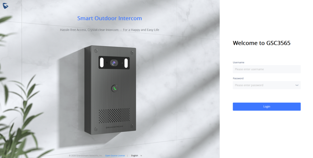 GSC3565 Login page - Documentation Center