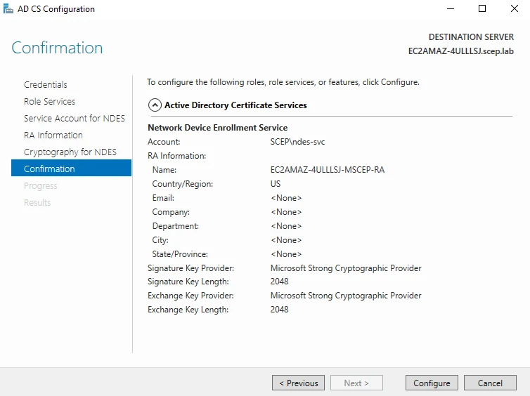 post install ndes config - Documentation Center