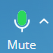 Mute button with a blue speaker icon and a green status dot
