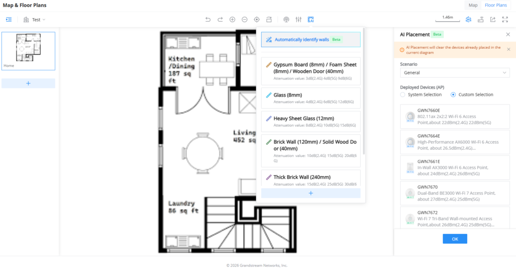Floor plan of a home showing Kitchen/Dining, Living, Laundry and stairs labeled on a black-and-white layout