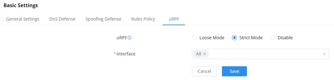 GWN700x_uRPF - Documentation Center uRPF Configuration