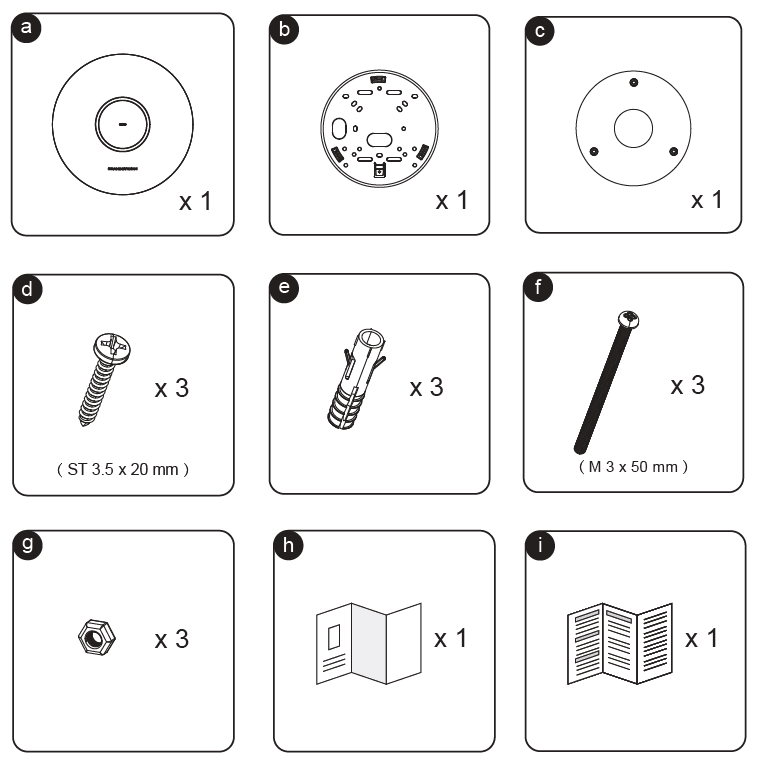 GWN7672 Package Content - Documentation Center Back of a smoke detector with mounting hole and circular base, quantity 1? (a) – close-up view showing mounting details, x1 maybe not exact text included here for accessibility purposes
