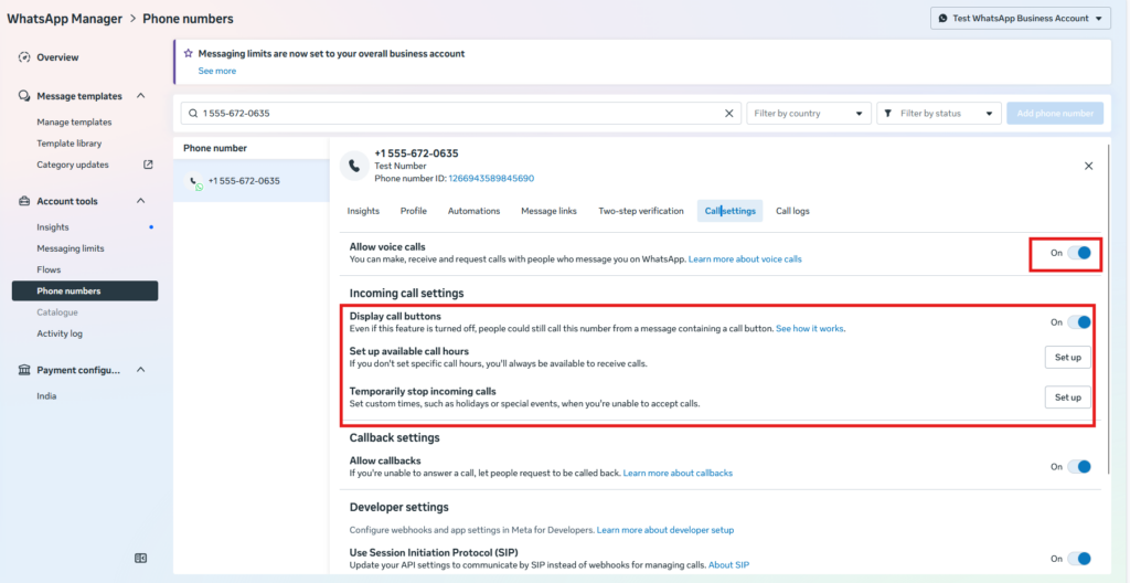 Allow Voicecalls - Documentation Center