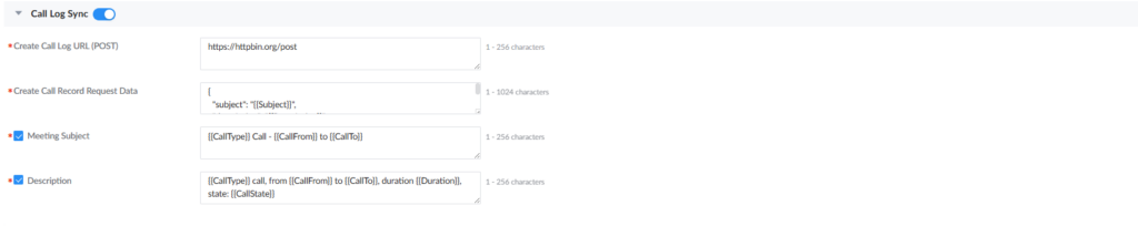 Call log sync - Documentation Center