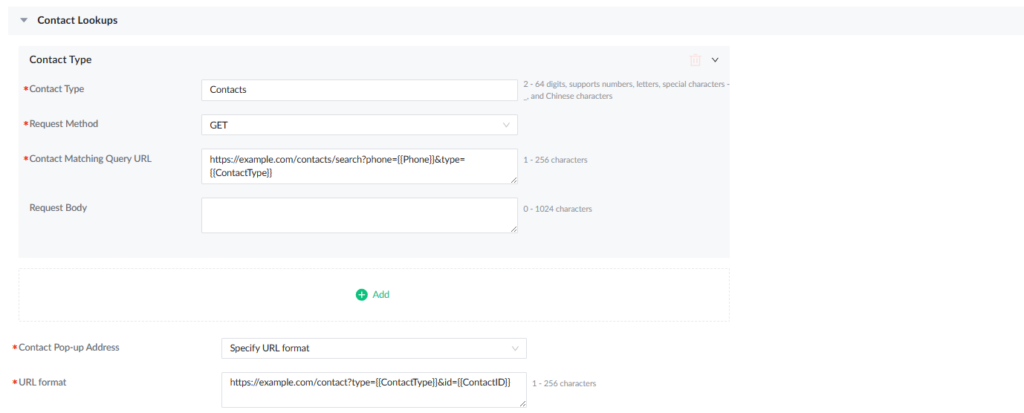 Contact Lookups - Documentation Center