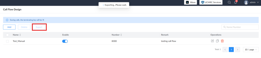 Export call flow - Documentation Center