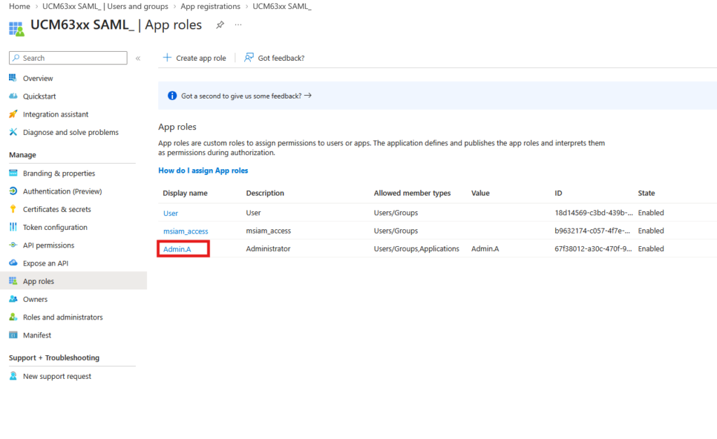 app role created - Documentation Center