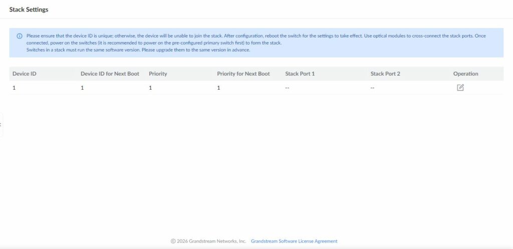 GWN7806PH Pro Stack Settings overview