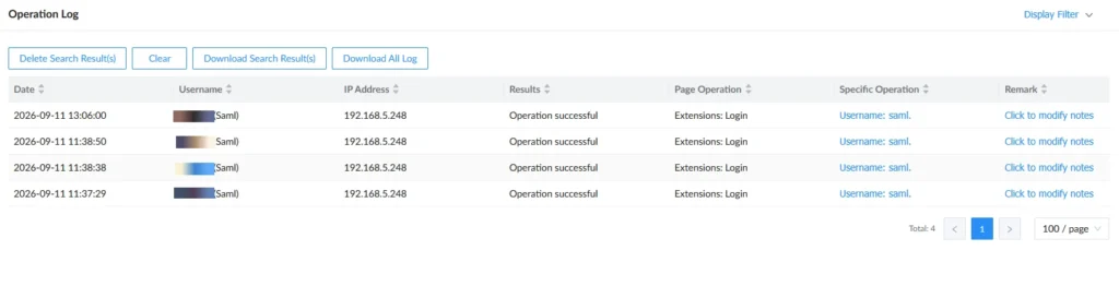 operation logs - Documentation Center